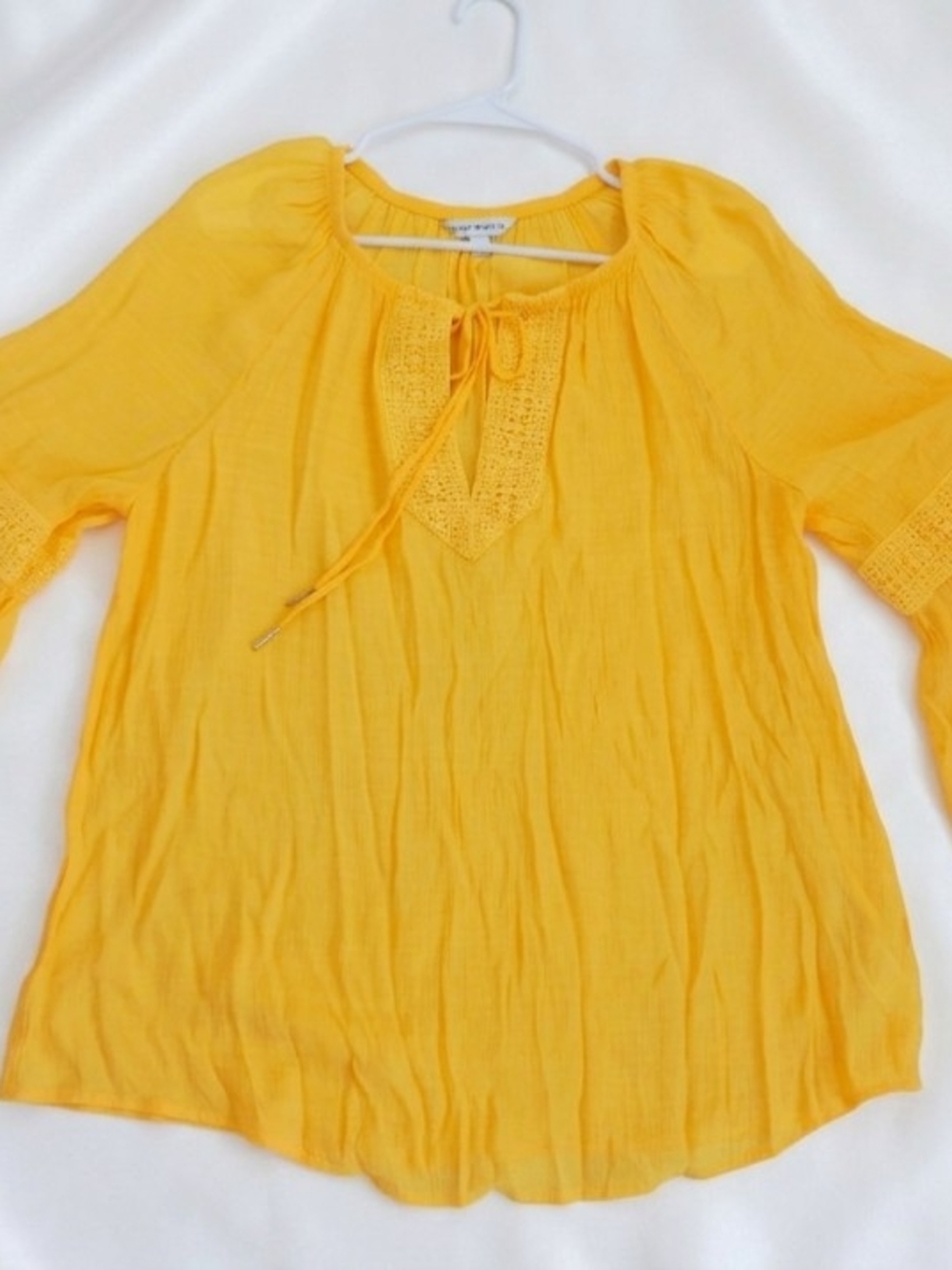 Counterparts Bright Yellow Peasant Tunic with Tie Neck